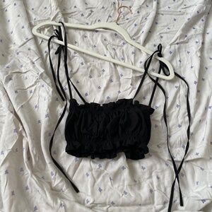 Aseni Eluas ruched crop tank top in black